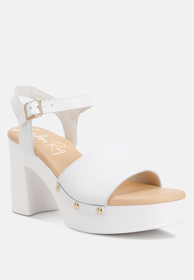 recycled leather high block sandals by rag#color_white