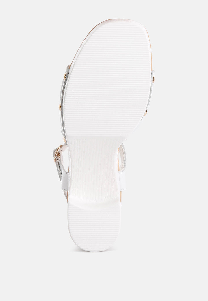 recycled leather high block sandals by rag#color_white