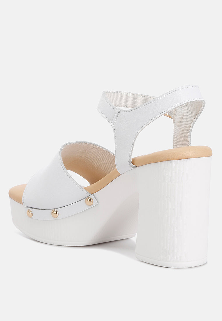 recycled leather high block sandals by rag#color_white