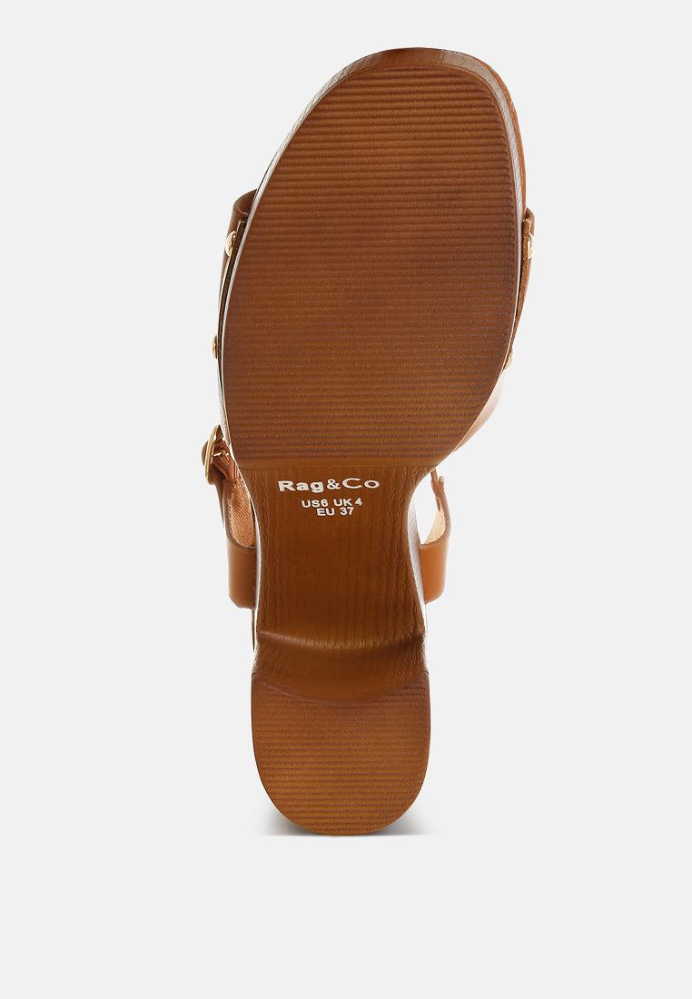 Sandalias de bloque alto de cuero reciclado Sawor#color_tan