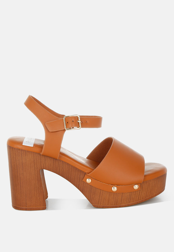 Sandalias de bloque alto de cuero reciclado Sawor#color_tan