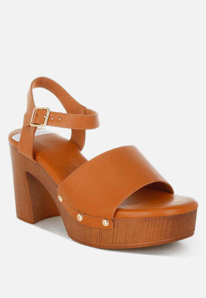 Sandalias de bloque alto de cuero reciclado Sawor#color_tan