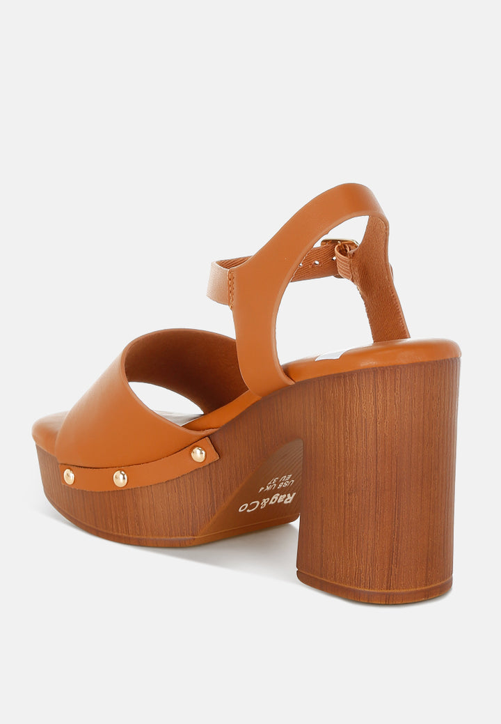 Sandalias de bloque alto de cuero reciclado Sawor#color_tan