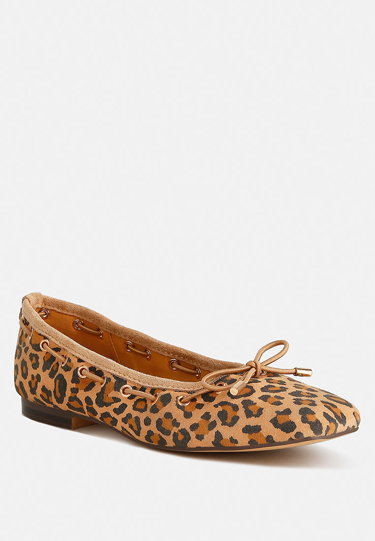 drawstring bow ballerinas by ruw color_leopard