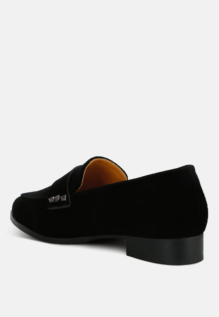 studded suede loafers by ruw color_black
