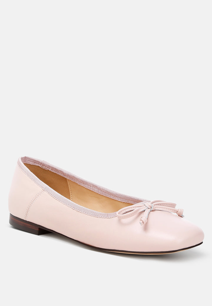 square-toe bow ballerinas by ruw color_pink