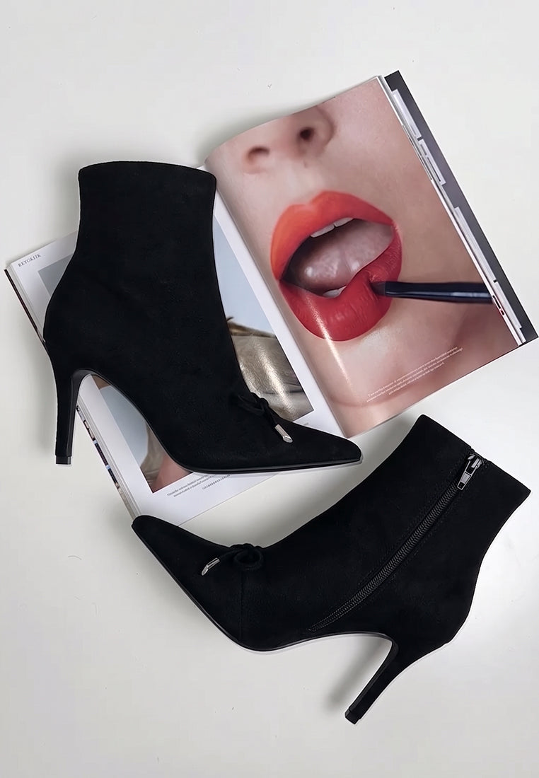 dapers bow detail ankle boots#color_black