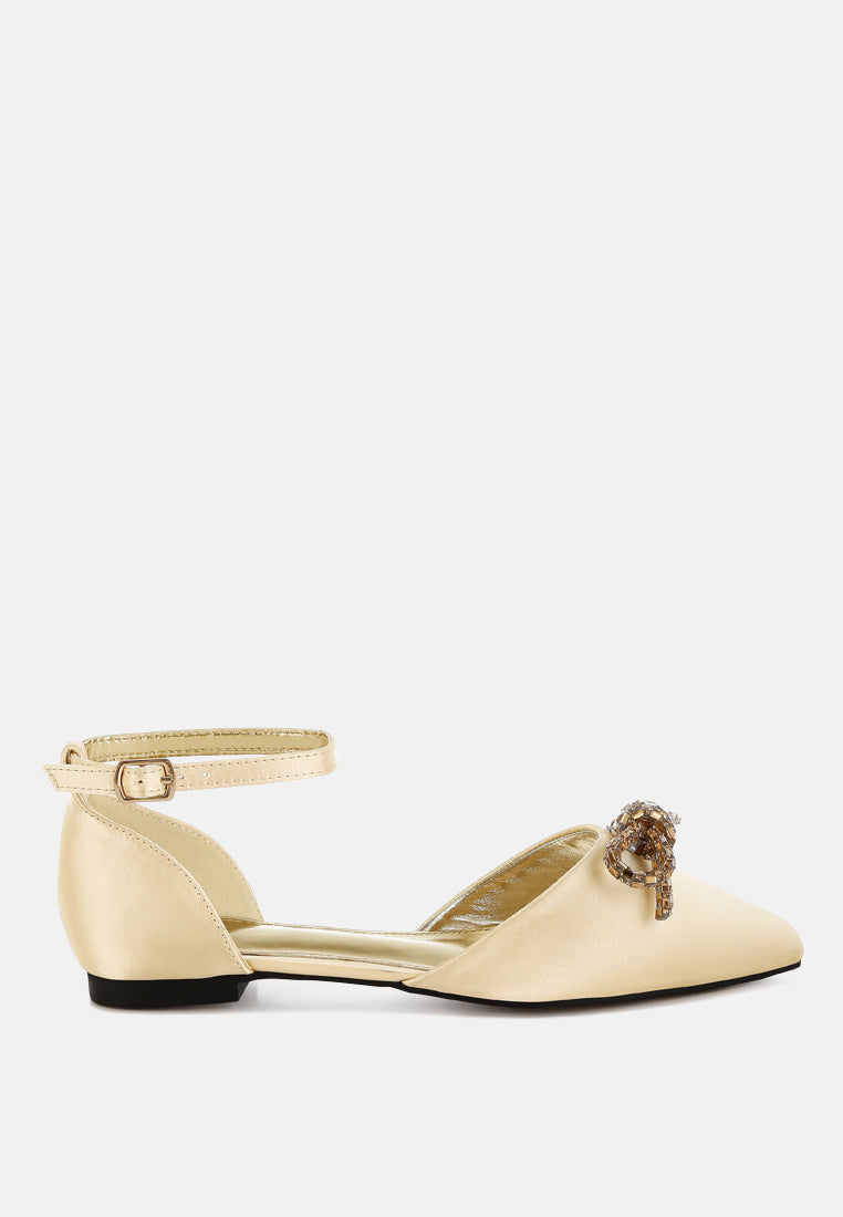simina rhinestone detail bow flat sandals by ruw#color_gold
