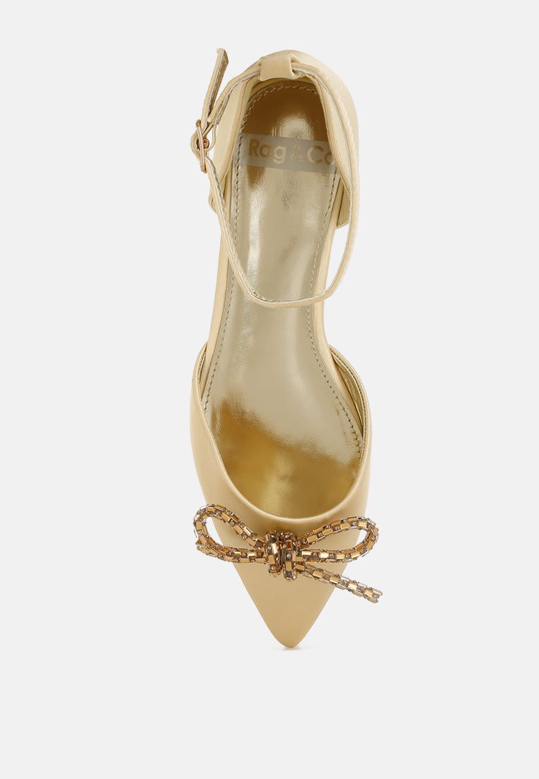 simina rhinestone detail bow flat sandals by ruw#color_gold