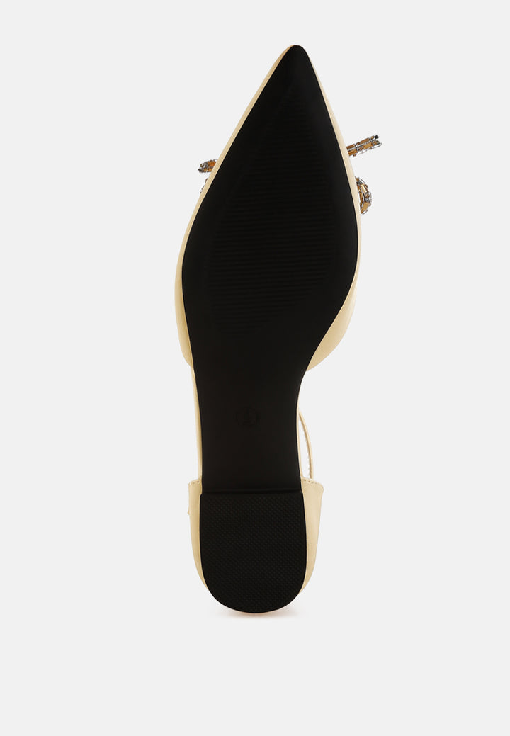 simina rhinestone detail bow flat sandals by ruw#color_gold