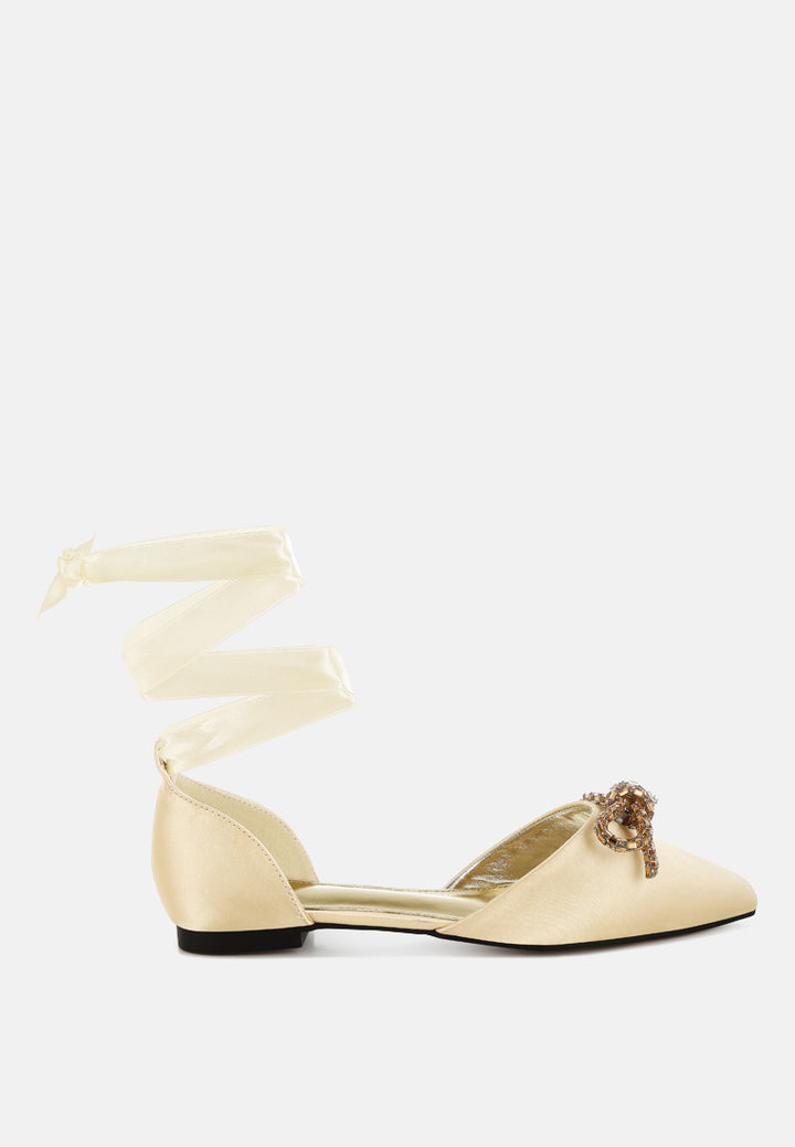 simina rhinestone detail bow flat sandals by ruw#color_gold