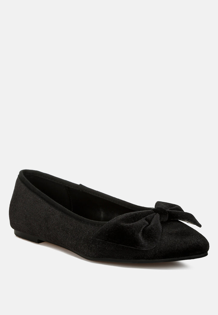 luxurious velvet bow ballerinas by ruw#color_black