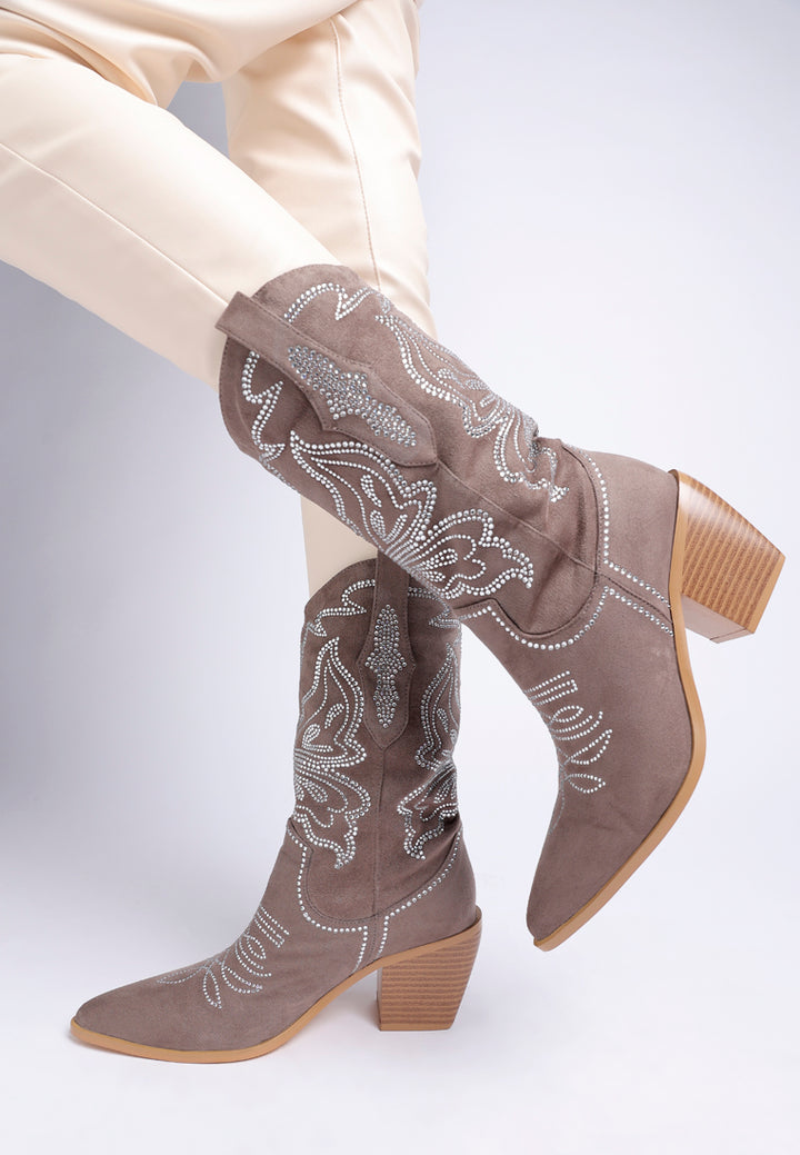 Botas cowboy latafa adornadas con pedrería#color_taupe
