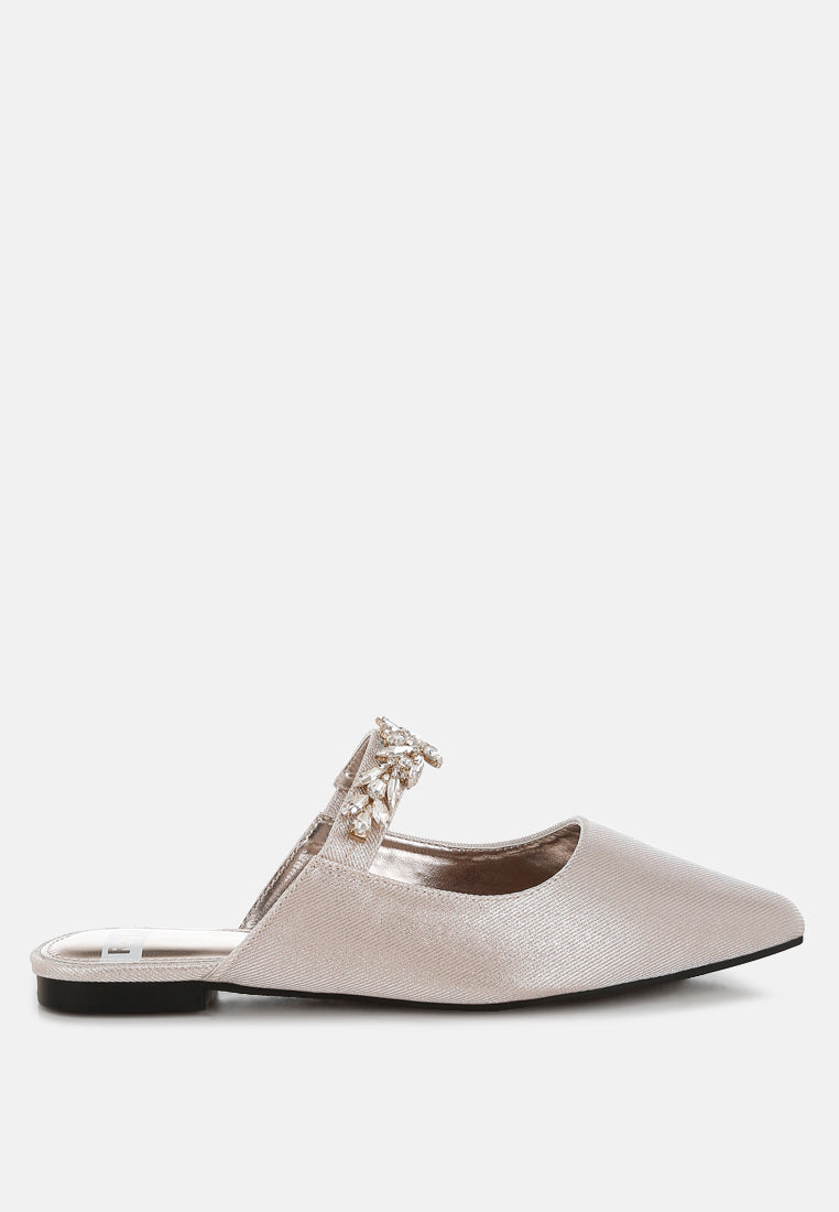 diamante strap glitter mules by rag#color_beige