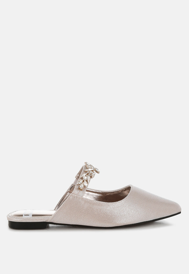 diamante strap glitter mules by rag#color_beige