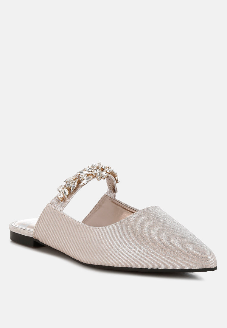 diamante strap glitter mules by rag#color_beige
