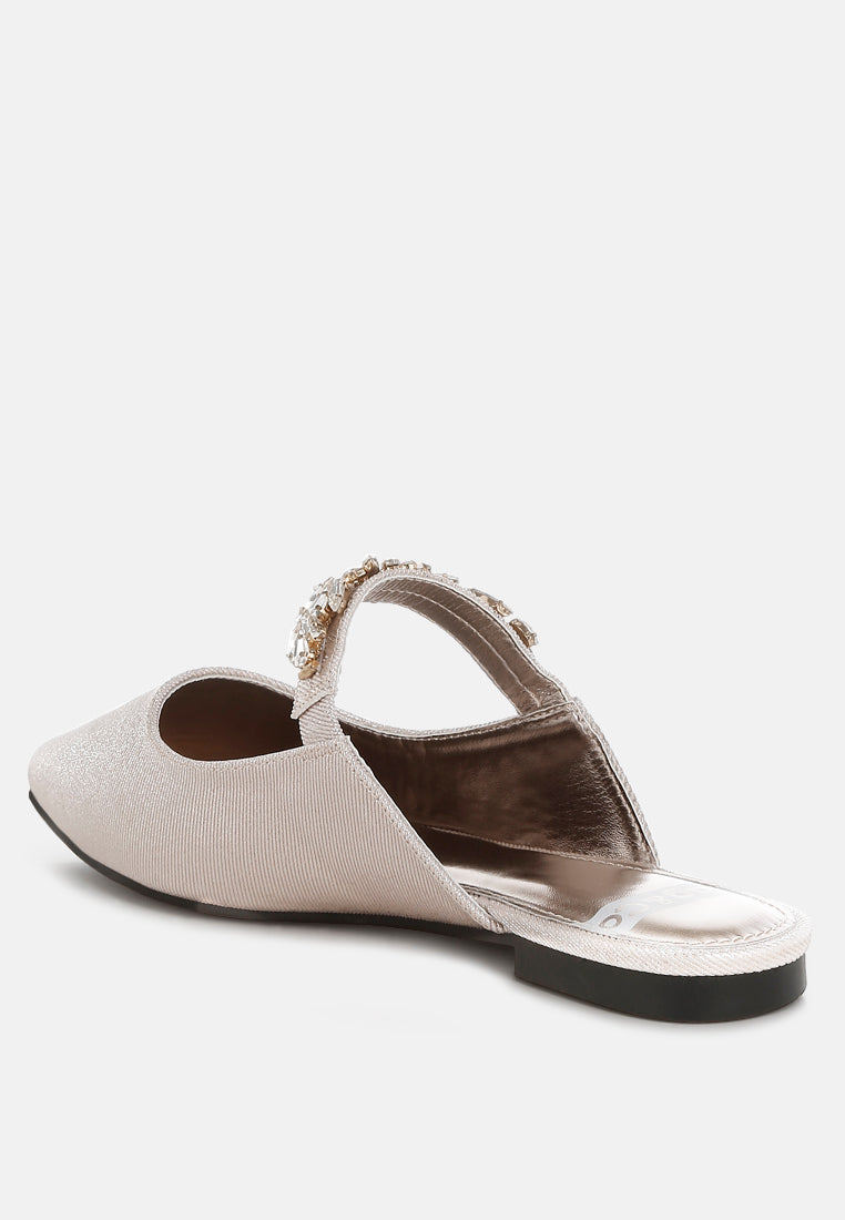 diamante strap glitter mules by rag#color_beige