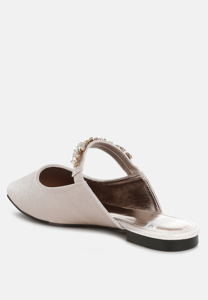 diamante strap glitter mules by rag#color_beige