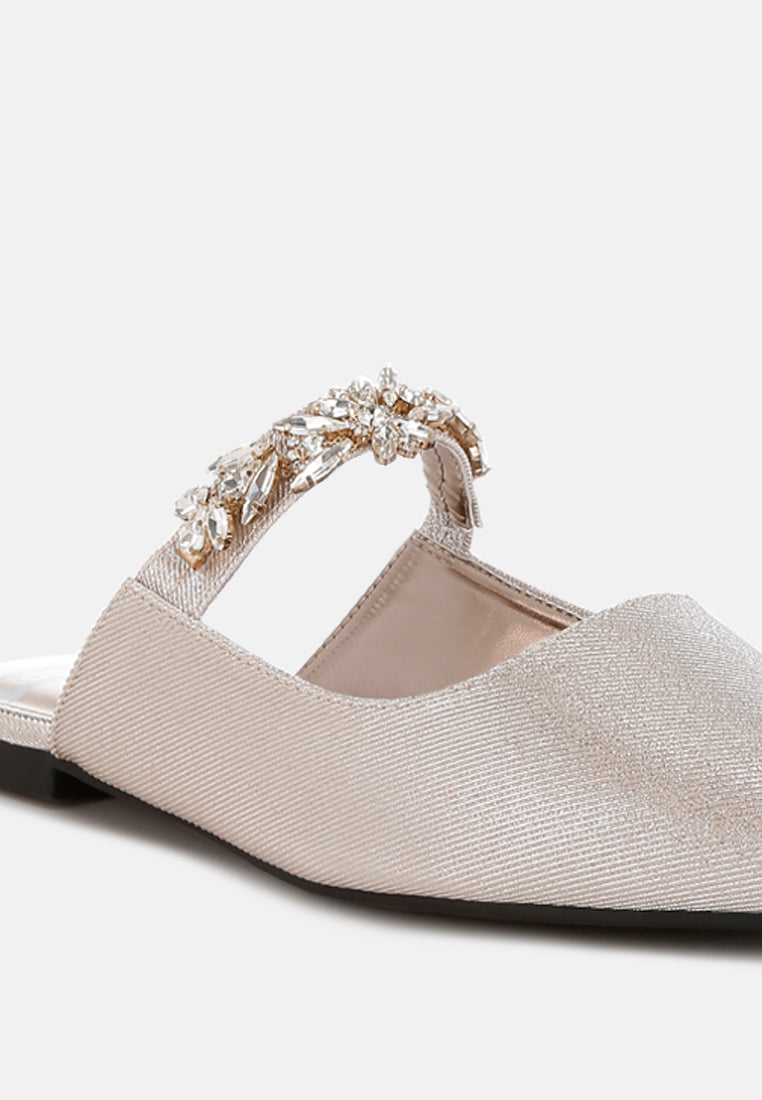 diamante strap glitter mules by rag#color_beige