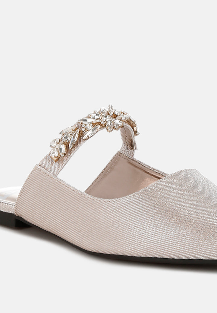 diamante strap glitter mules by rag#color_beige
