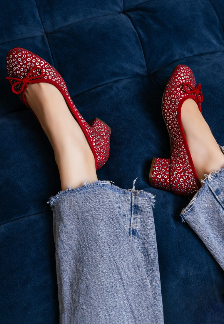 leopard print block heel ballerinas by ruw#color_dark-red