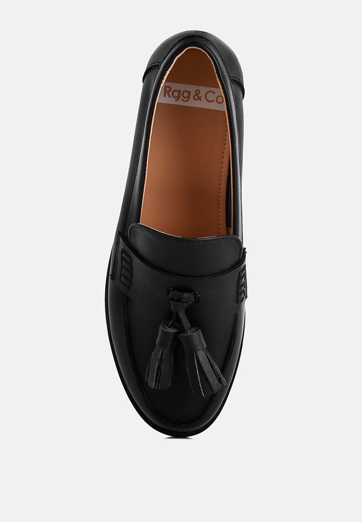 yelena real leather tassel loafers#color_black