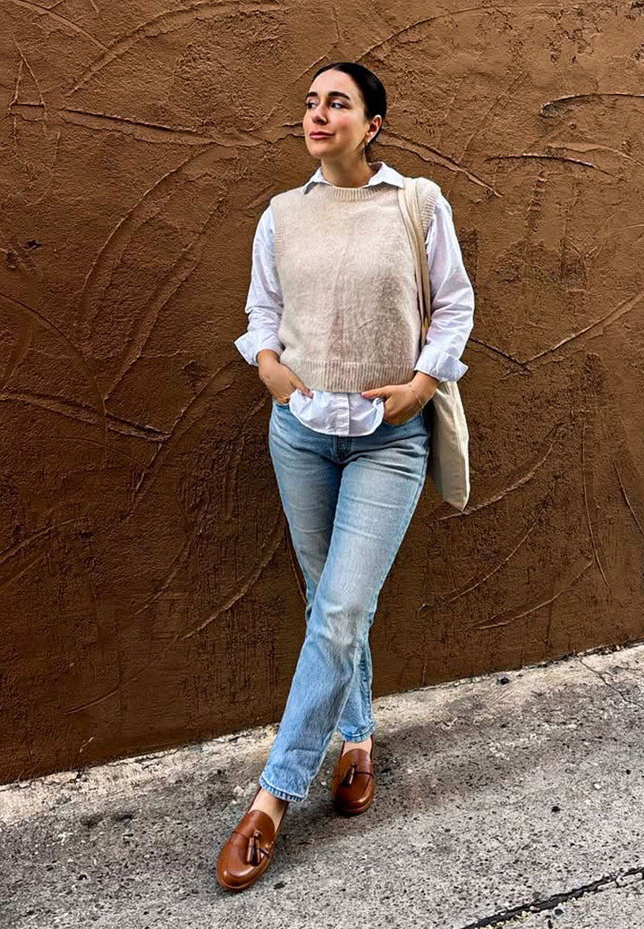 Mocasines con borlas de cuero auténtico yelena#color_tan