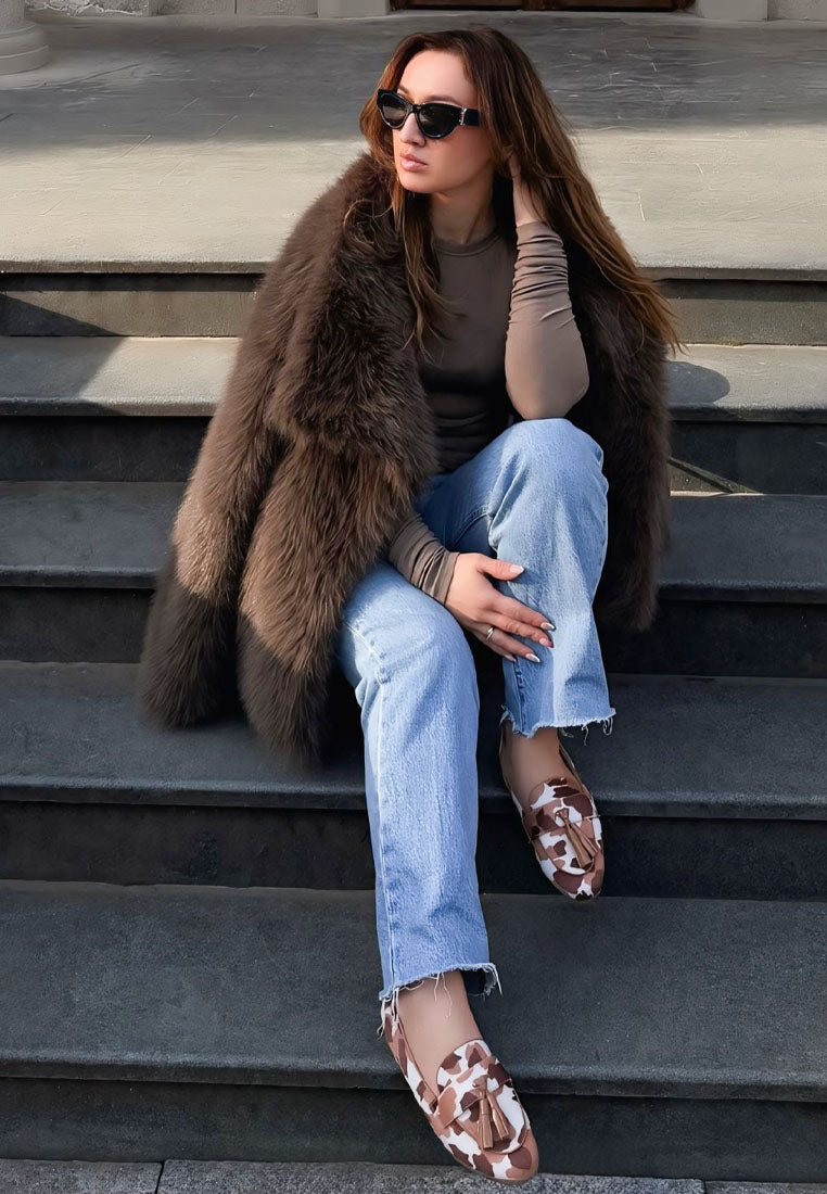 Mocasines moraug de ante sintético con borlas#color_cowprint