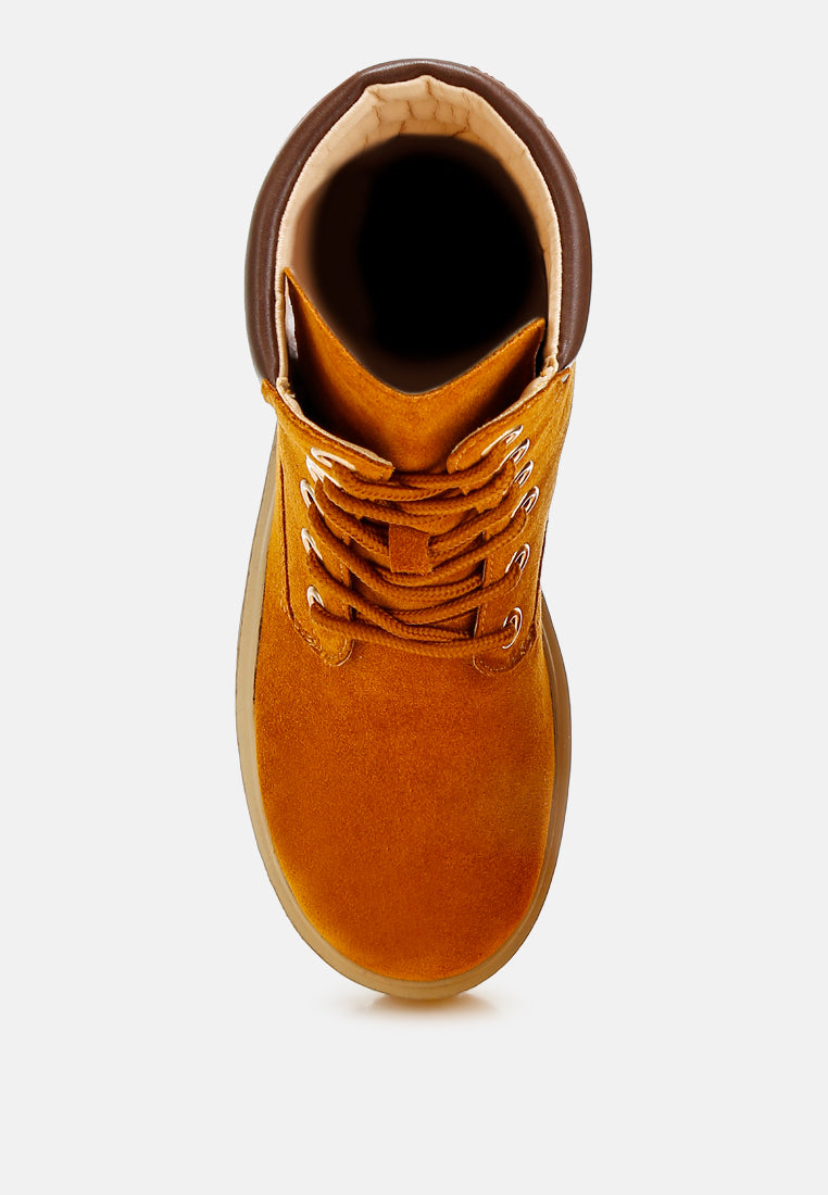 high ankle genuine suede boots by rag#color_tan