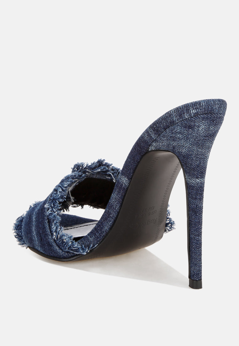 Claudia Distressed Denim Stiletto Sandals#color_blue denim