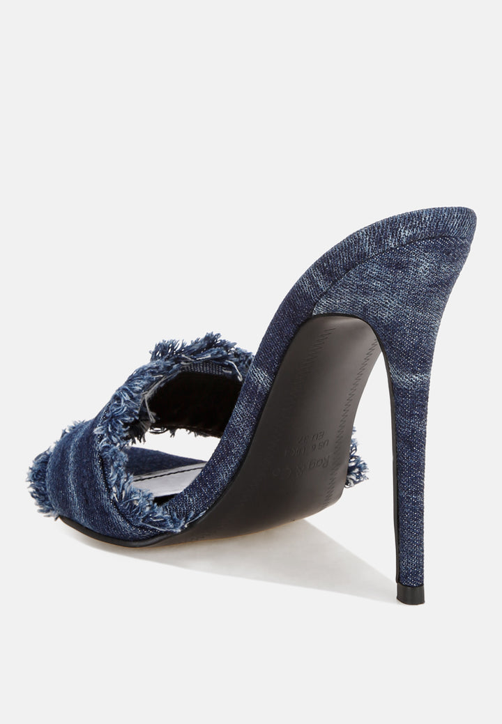 Claudia Distressed Denim Stiletto Sandals#color_blue denim
