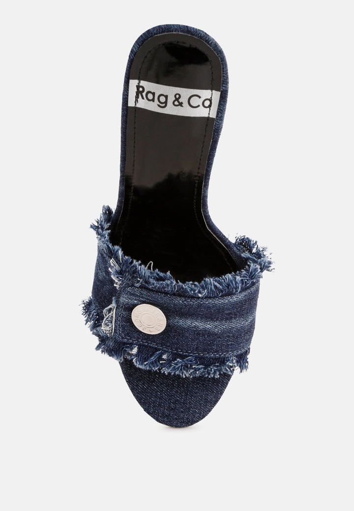 Claudia Distressed Denim Stiletto Sandals#color_blue denim