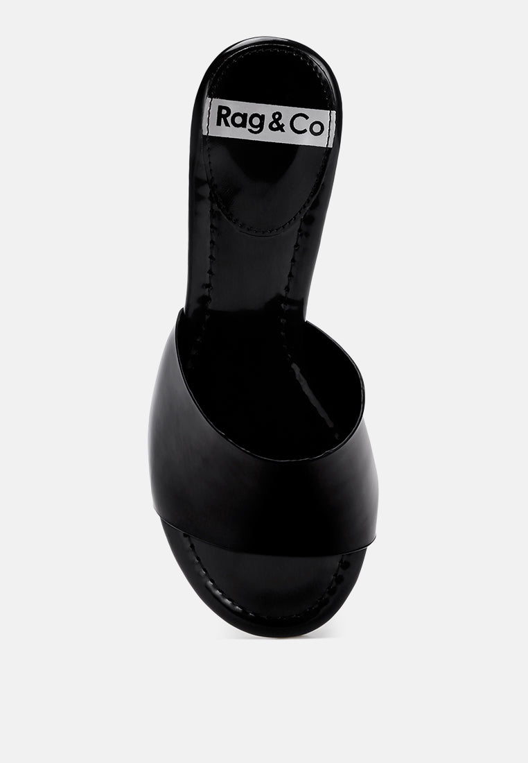 Vizzini Kitten Heel Sandals#color_black Patent Manmade Leather