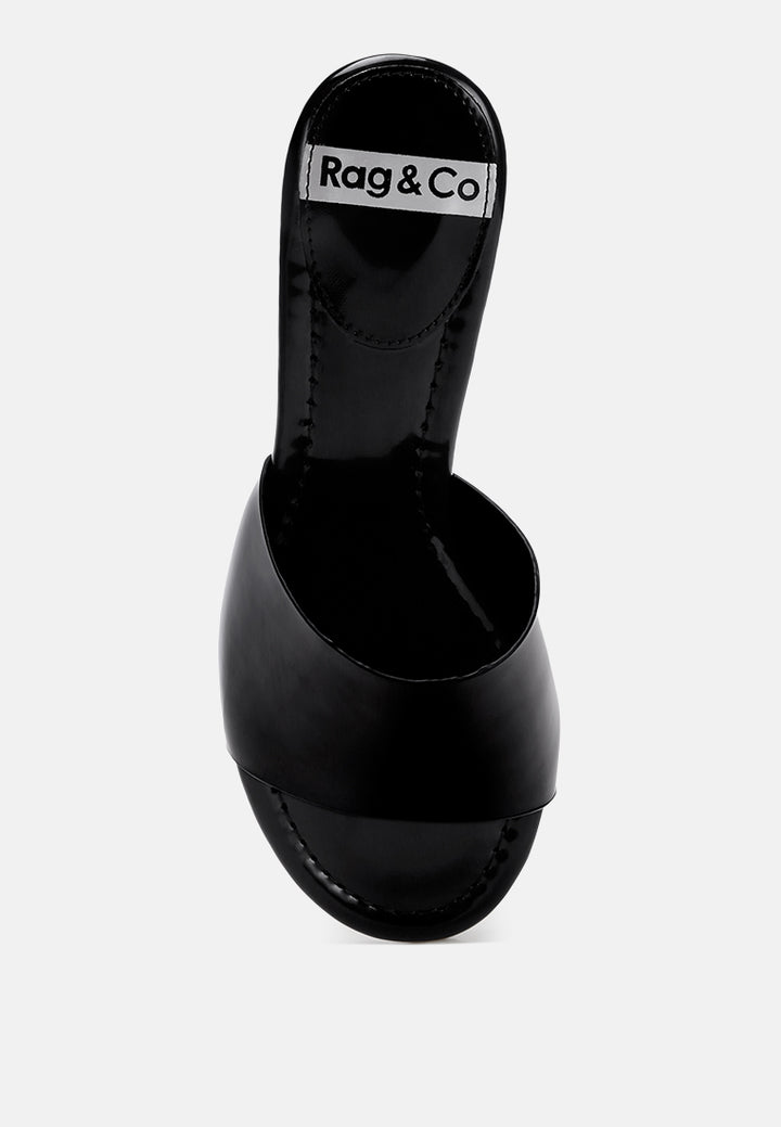 Vizzini Kitten Heel Sandals#color_black Patent Manmade Leather