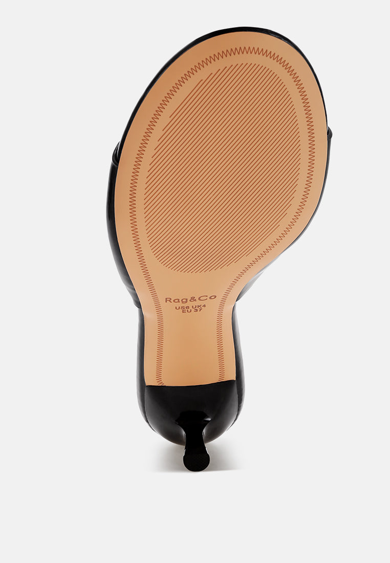 Vizzini Kitten Heel Sandals#color_black Patent Manmade Leather