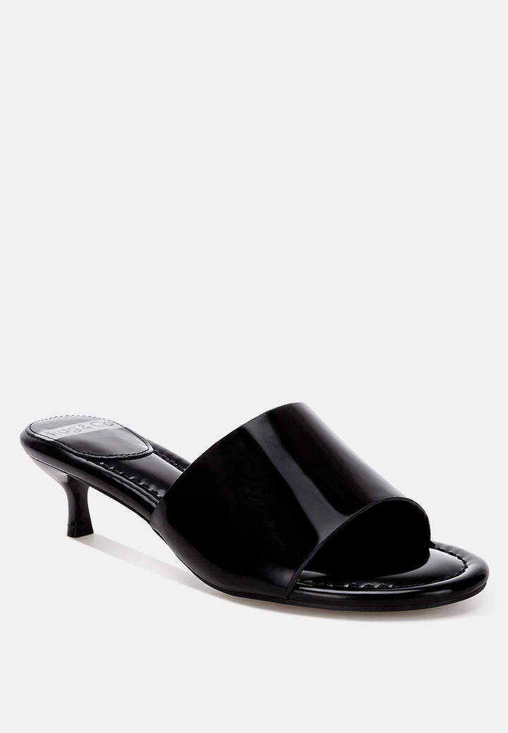 Vizzini Kitten Heel Sandals#color_black Patent Manmade Leather