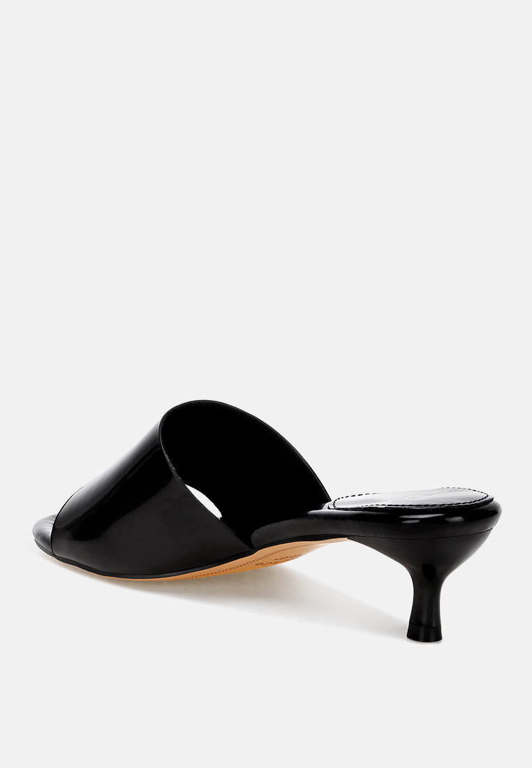 Vizzini Kitten Heel Sandals#color_black Patent Manmade Leather