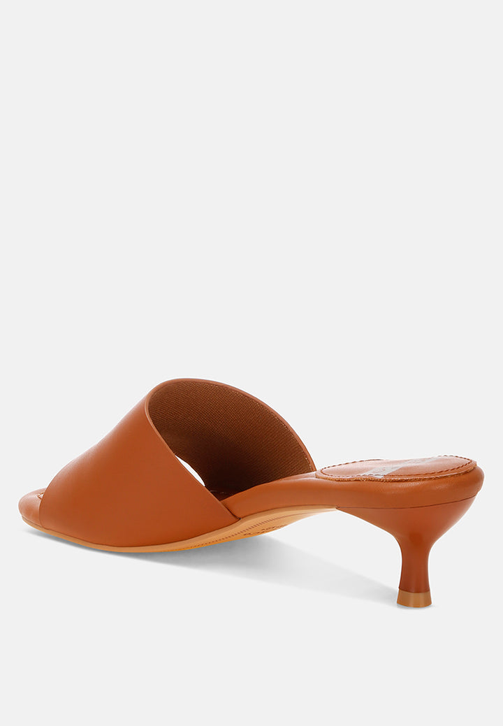 Vizzini Kitten Heel Sandals#color_tan Genuine Leather