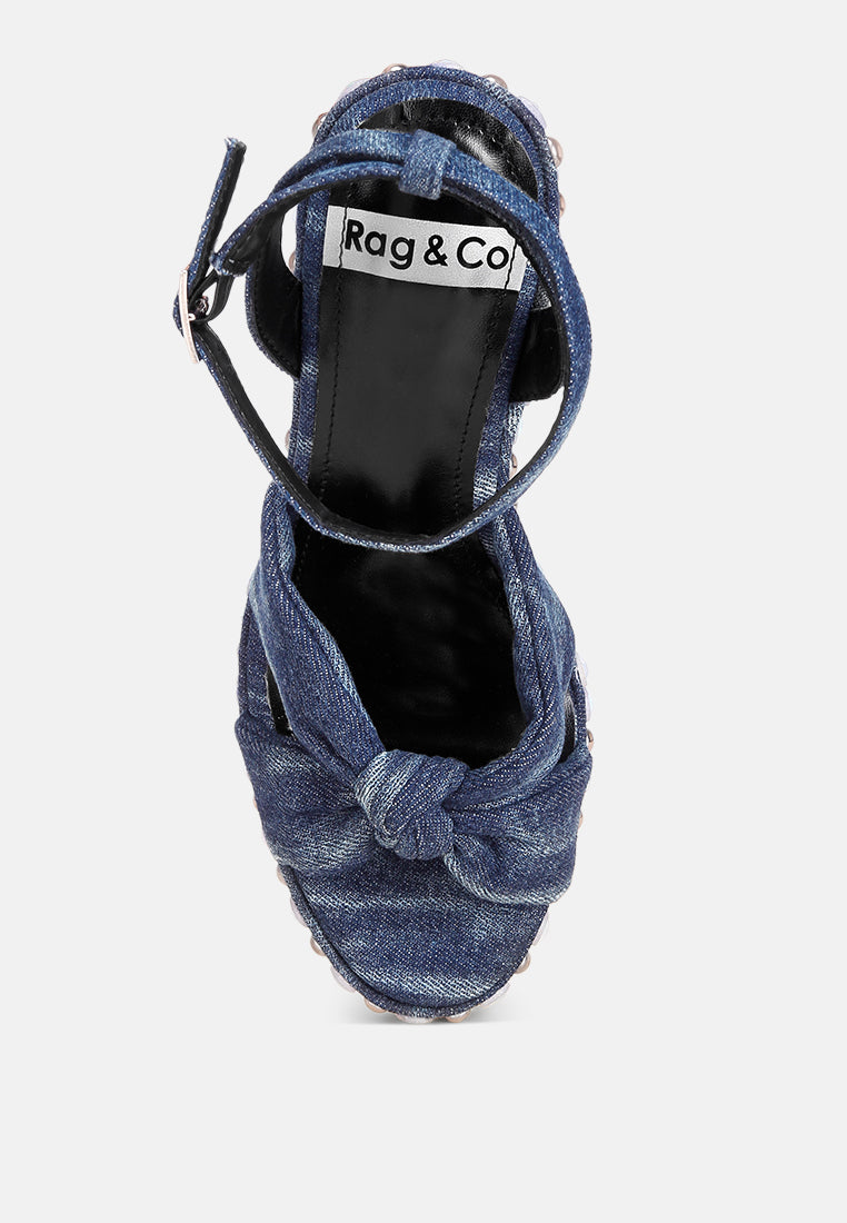 Sandalias de tacón de cuña con adornos Moondot#color_denim