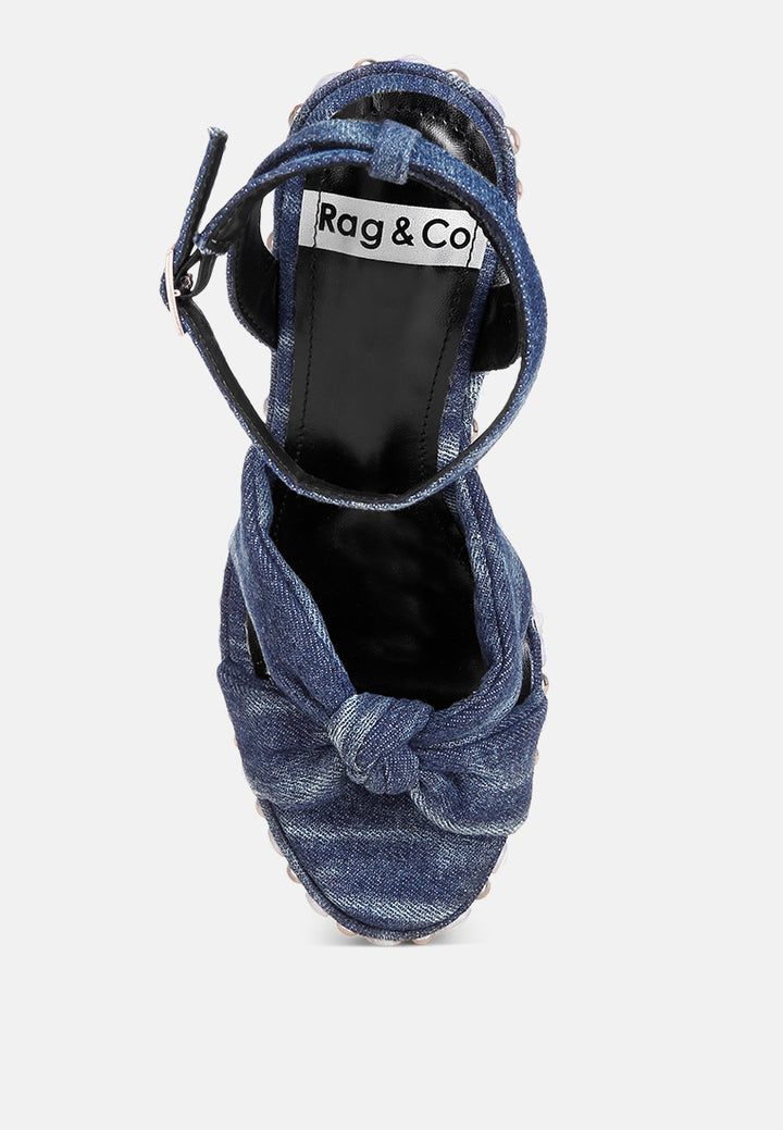 Sandalias de tacón de cuña con adornos Moondot#color_denim