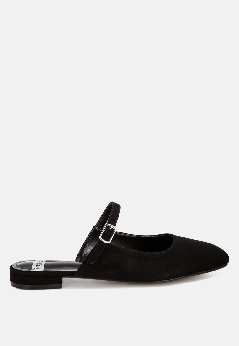 Dublish Square Toe Buckled Flats#color_black-snake