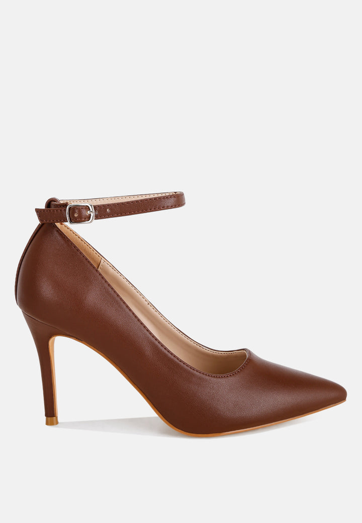 Dittany Ankle Strap Stiletto Heel Pumps#color_brown-leather