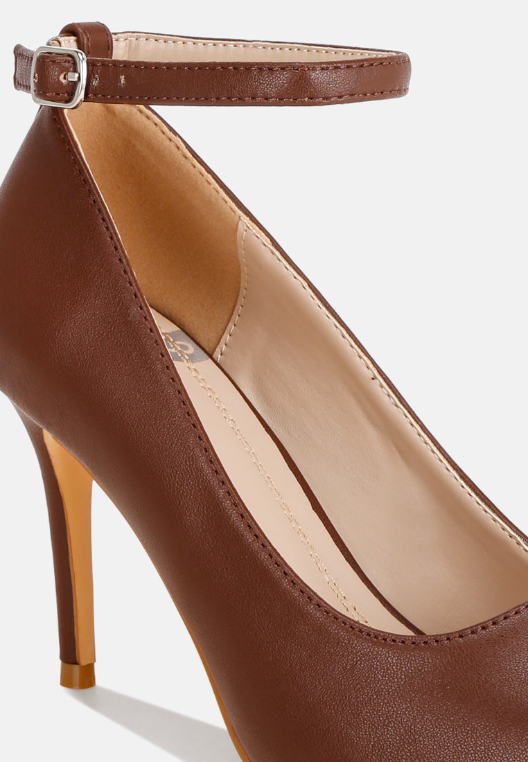 Dittany Ankle Strap Stiletto Heel Pumps#color_brown-leather