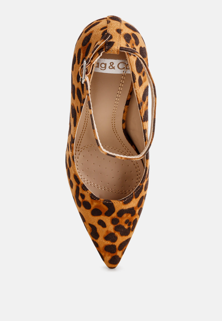 Dittany Ankle Strap Stiletto Heel Pumps#color_leopard-suede