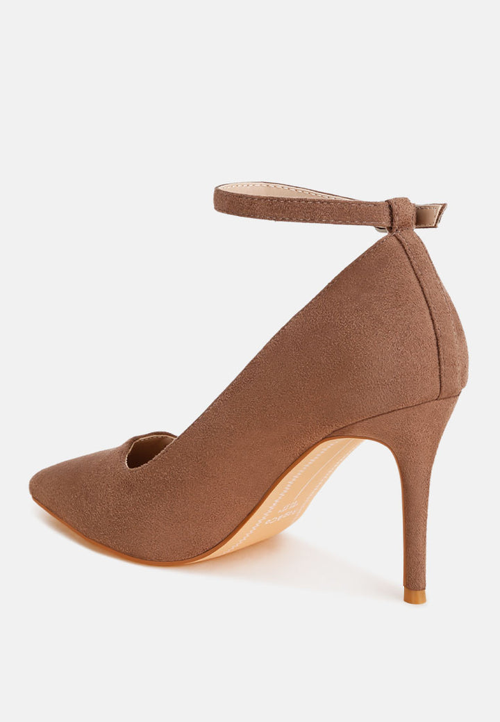 Dittany Ankle Strap Stiletto Heel Pumps#color_taupe-suede