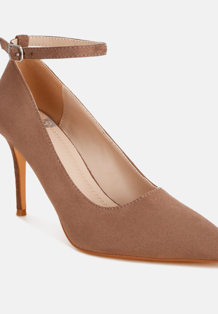 Dittany Ankle Strap Stiletto Heel Pumps#color_taupe-suede