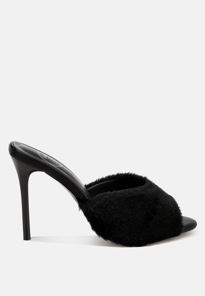 furry sleek stiletto heels#color_black