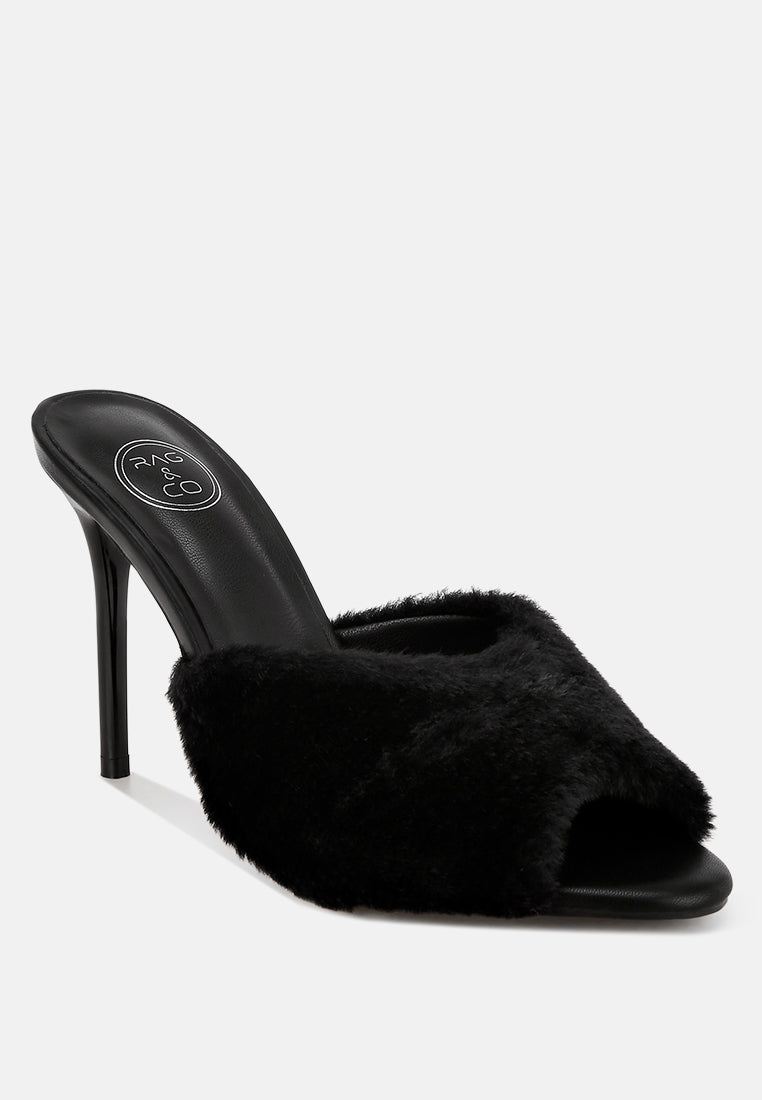 furry sleek stiletto heels#color_black