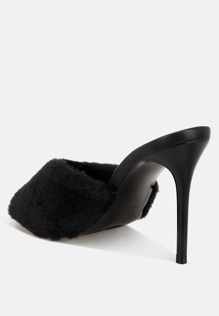 furry sleek stiletto heels#color_black