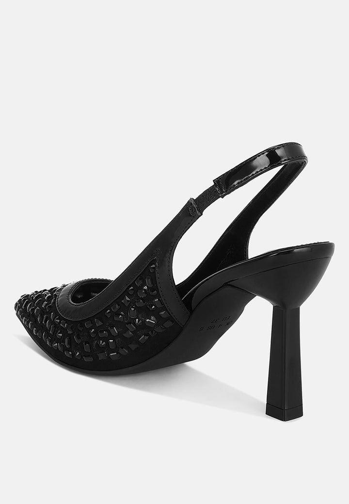 orvana diamante embellished slingback sandals#color_black-patent